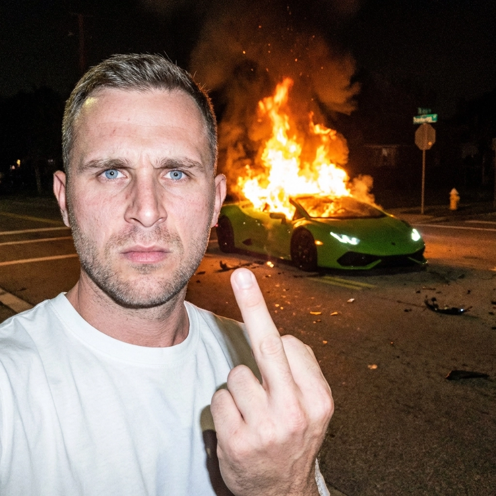 Горящий Lamborghini