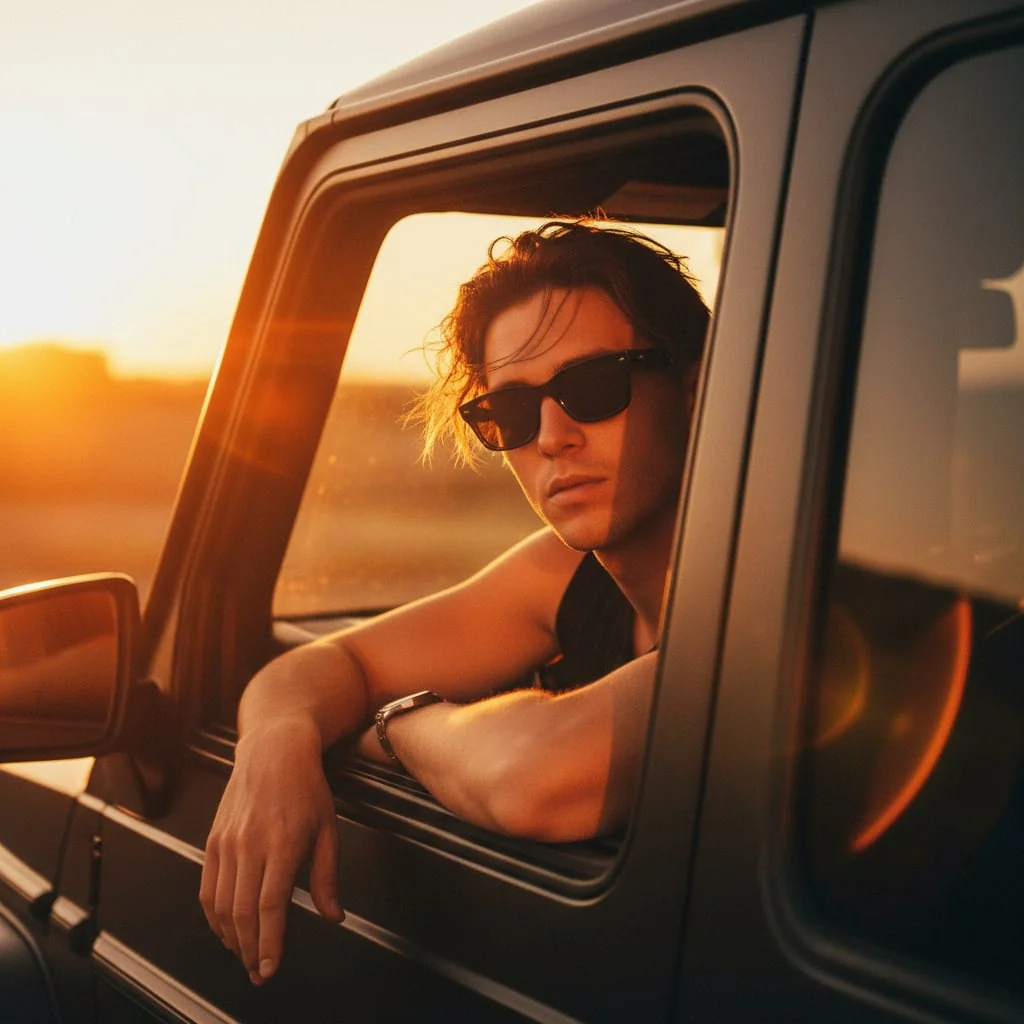 Селфи в машине золотой час