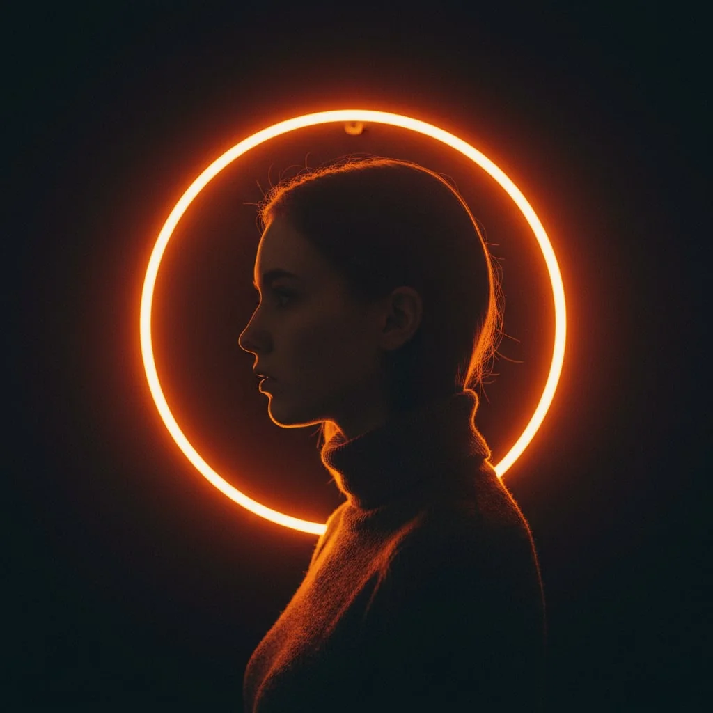 Неоновое кольцо сзади